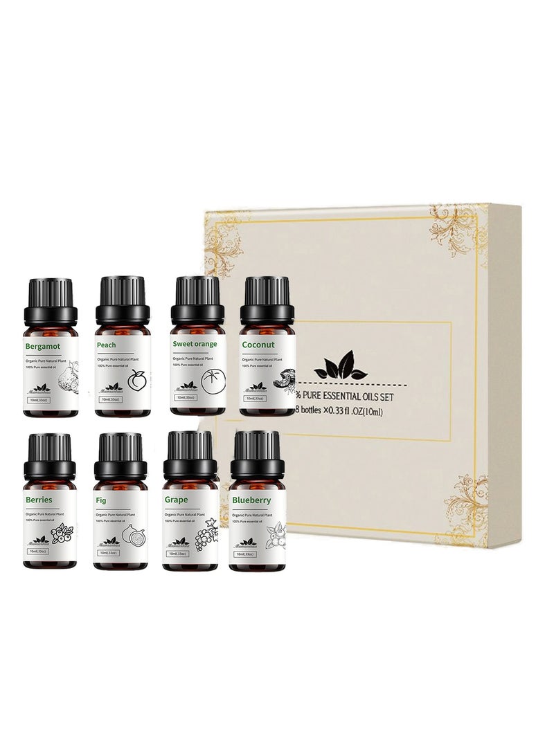 Mumianhua 8 Pieces Essential Oils Set Concentrated Aroma Fragrance Oil Set  Aromatherapy For Home Office Car Bathroom Aroma Oils Package Aroma Diffuser Fruity Aroma - Image 1
